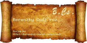 Bereszky Csörsz névjegykártya